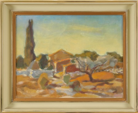 JANIKOWSKI Mieczysław Krajobraz z cyprysem